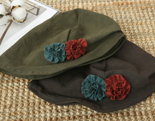투톤 주름꽃 모자