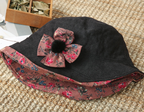 기모 꽃배색 모자